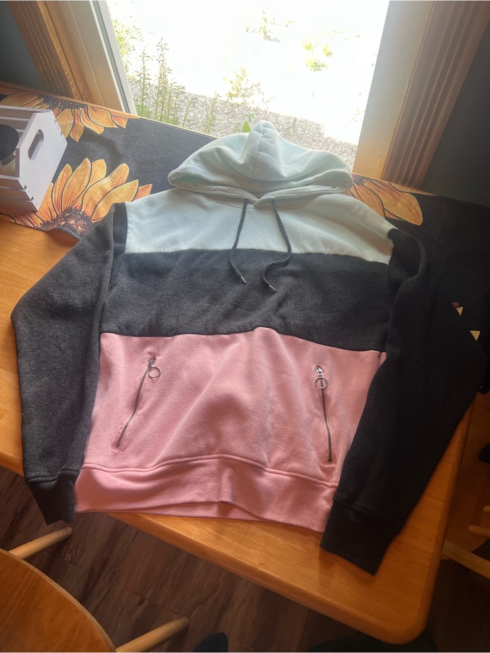Zine Clothing Colorblock Hoodie - Pink, Black & Mint